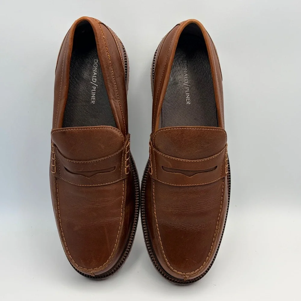 Donald Pliner Landry Mens Brown Leather Penny Loafers‎ Size 11M